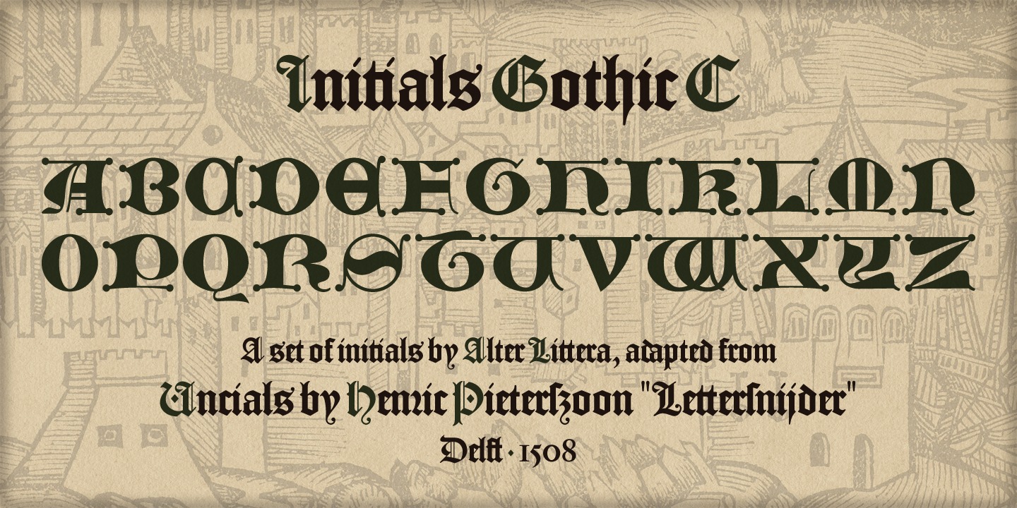 Beispiel einer Initials Gothic C Regular-Schriftart